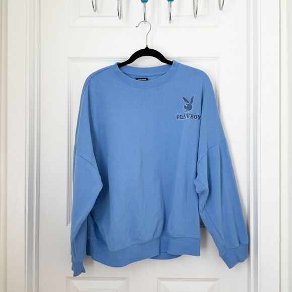 Women Playboy by Pacsun Classic Crew Neck Sweatshirt in Blue Size Medium - Picture 3 of 9
